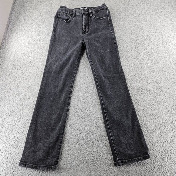 Good American Jeans Womens 4 (26x27) Black Good Straight Ankle Stretch Mid Rise - Picture 1 of 15